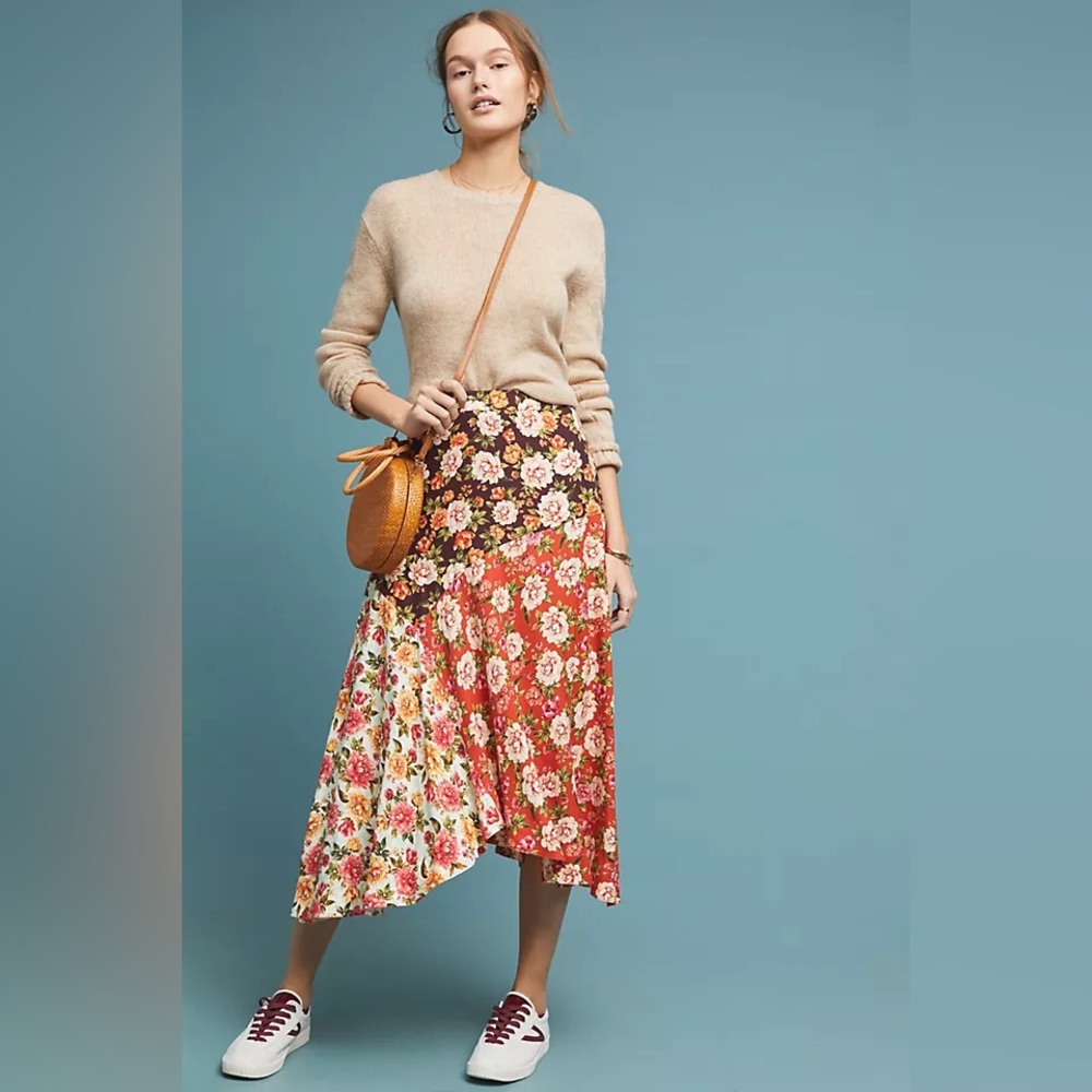 Farm Rio for Anthropology Floral Patch Midi Skirt